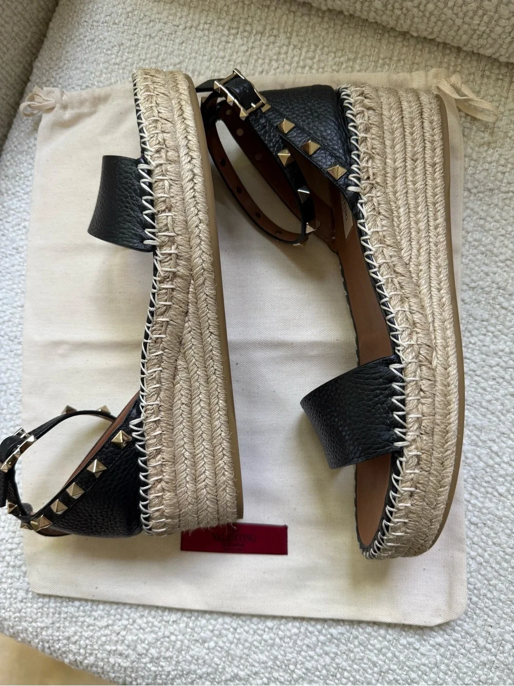 Valentino Rockstud Wedge Espadrilles